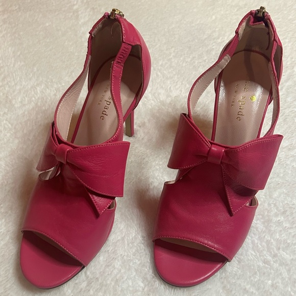 Kate Spade Imelda Zip Back Pink Fuschia Bow High Heels Size 6 - Picture 5 of 15
